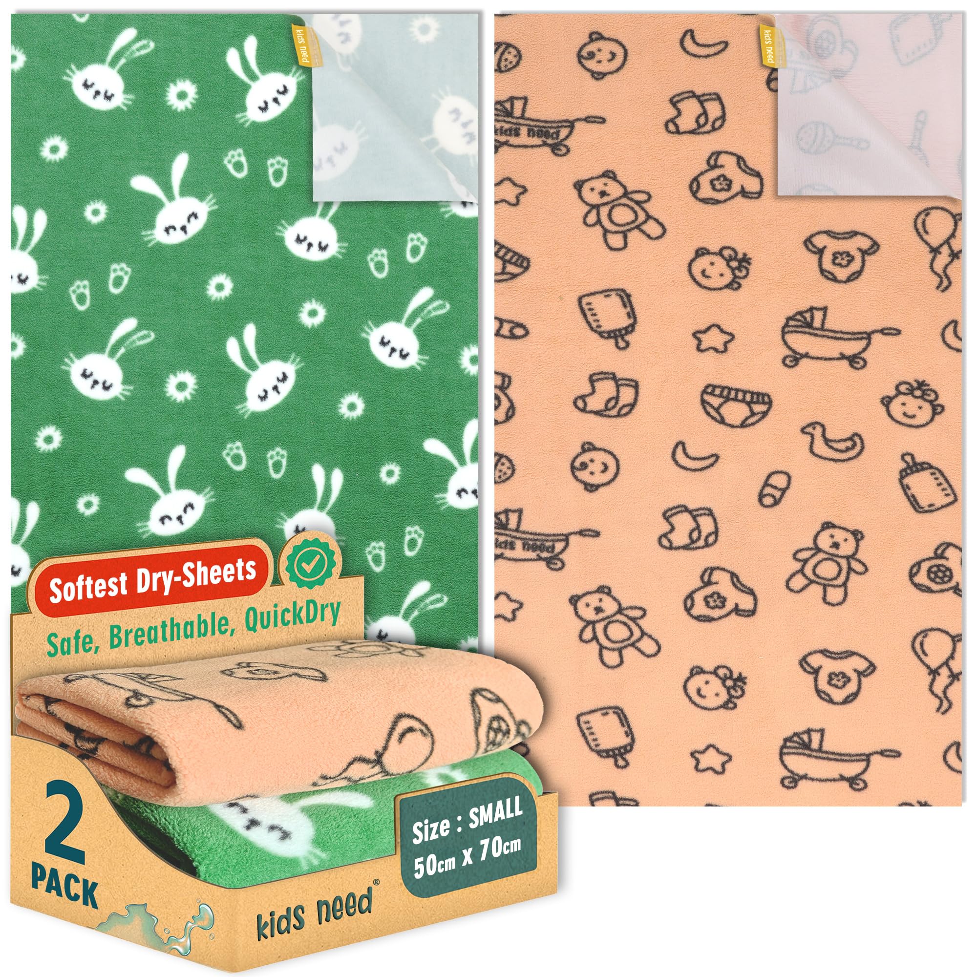 Super Soft High Absorbent Dry Sheet for New Born Baby (Small 50X70cm) Premium Breathable 2 Pack Waterproof drysheet Baby Bed Protector Sheet (D1s)-image-31