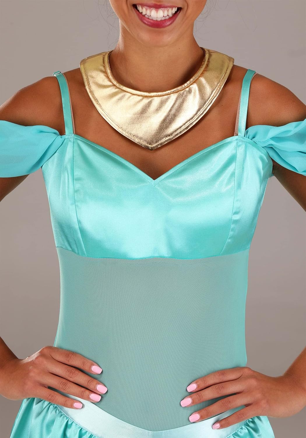 Disney Aladdin Jasmine Costume for Women - Arabian Princess Bodysuit, Pants, Headband & Necklace - Officially Licensed