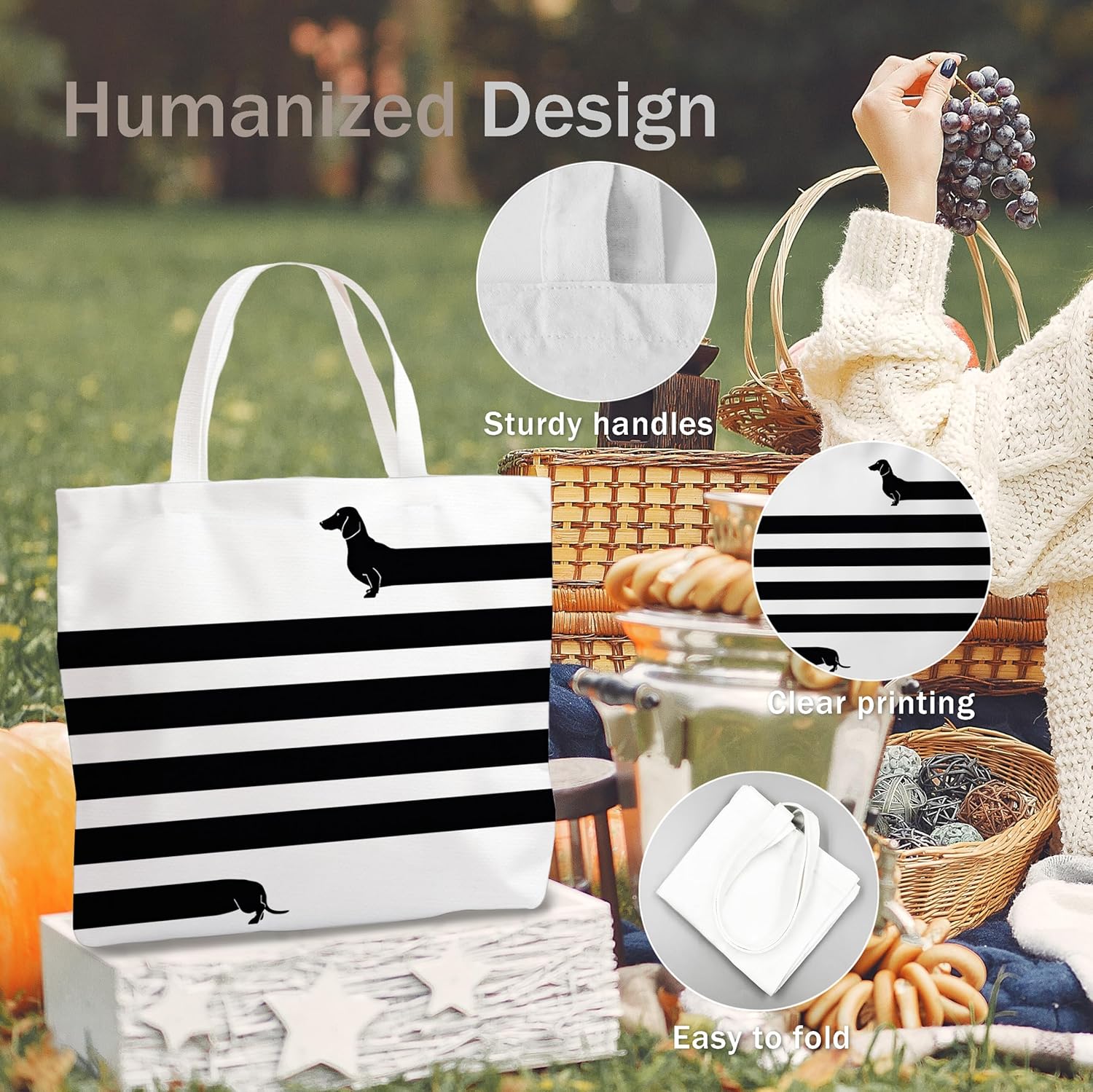 Dachshund Dog Gifts Canvas Tote Bag, Dachshund Gifts Tote Bag for Women Dog Lover, Travel Reusable Grocery Bags - Image 7