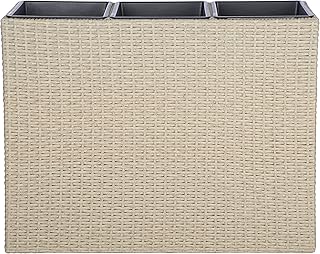 SAFAVIEH Outdoor - Rita Beige Wicker 3-Tier Plant Stand with Baskets, Ve...