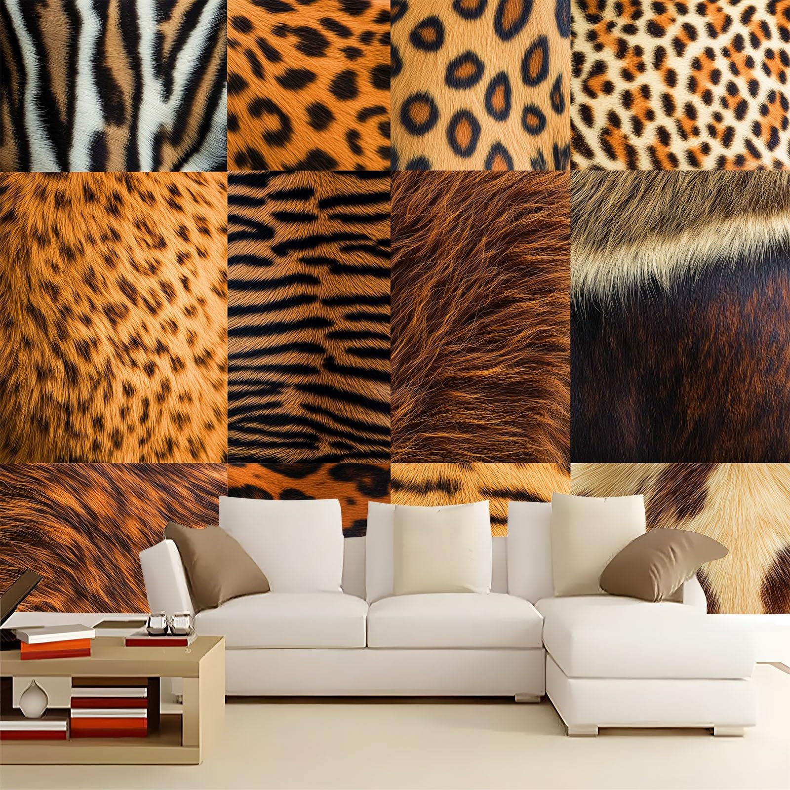 Wall Mural Animal Skin Texture 200x140 cm Photo Wallpaper, 3D Print Non-Woven Large Poster Mural for Living Room Bedroom TV Sofa Background Family Wall Decor