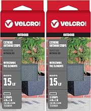 VELCRO Brand Industrial Fasteners Extreme Outdoor Weather Conditions Professional Grade Heavy Duty Strength Holds up to 15 lbs on Rough Surfaces, 4in x 1in (5pk), Strips, Gray (Pack of 2)