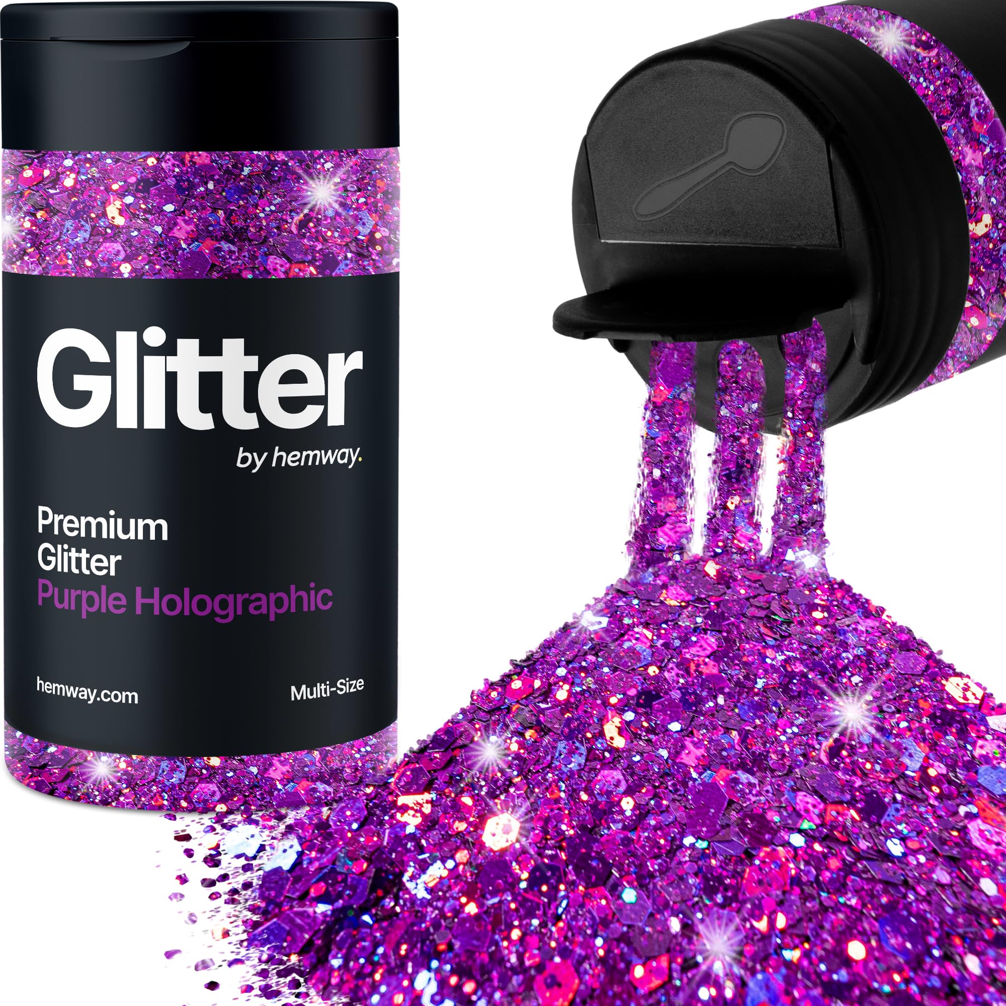 Hemway Purple Holographic Glitter Shaker