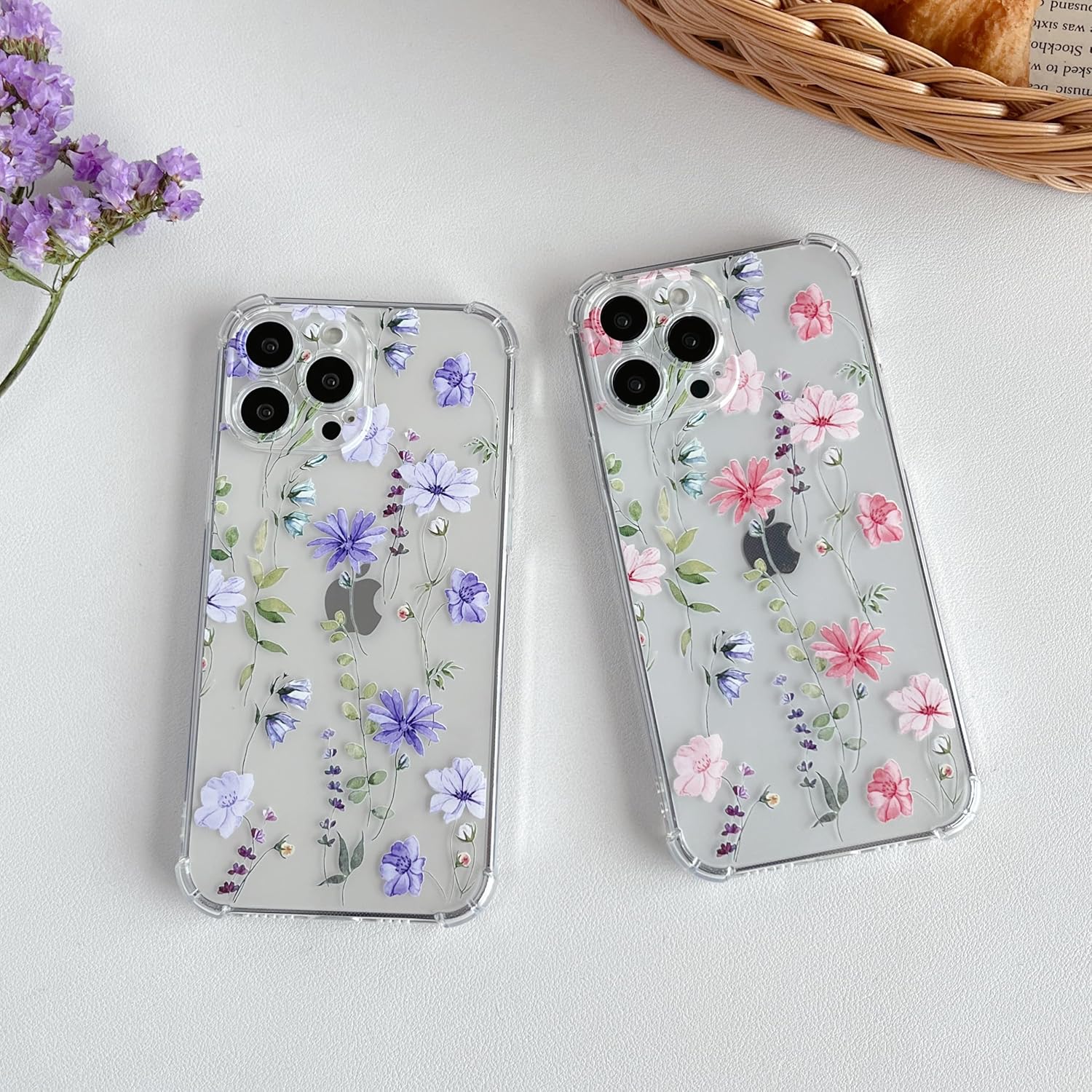 DEFBSC Compatible with iPhone 16 Pro Max Case, Clear Floral Flower Pattern Print Design for Girls Women Flexible Shockproof Soft TPU Bumper Protective Phone Case - Pink Cosmos 9 91uo7z8zUYL. AC SL1500