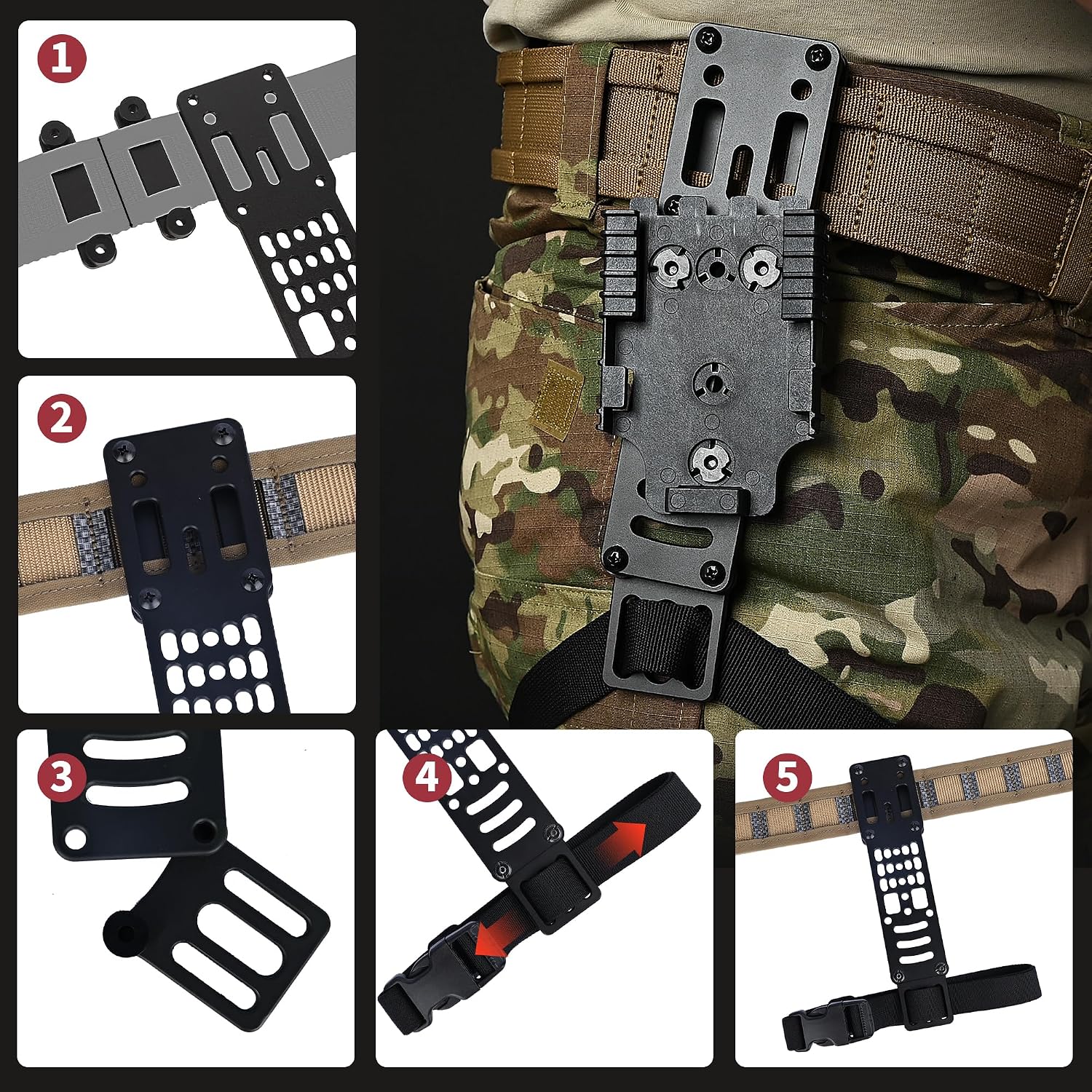 Drop Leg Holster Adapter Mount for QLS Kit, Modular Holster Adapter with Adjustable Leg Strap for Police and Airsoft Gear
