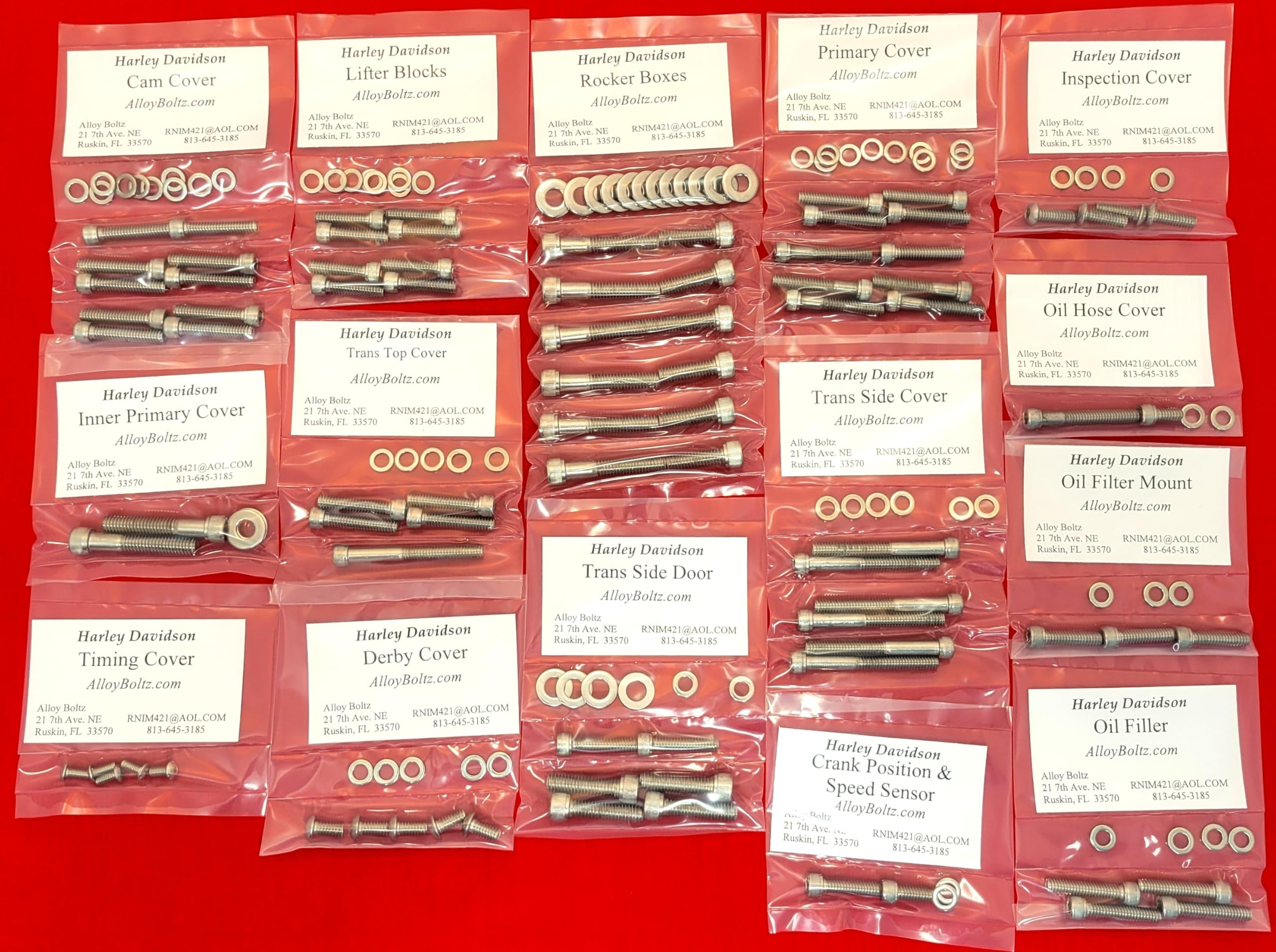 1999-2006 Harley Touring Ultra Electra Glide Road Glide Road King Street Glide Polished Stainless Steel Engine Transmission Allen Bolt KIT Set