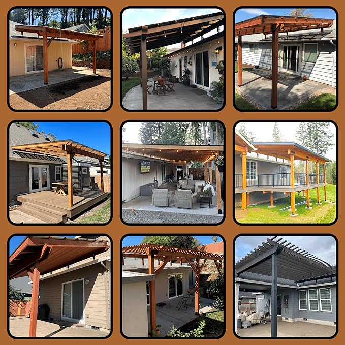 Elevador Oficial para Techos de Patio LO-PRO - Diseñado y Aprobado por Códigos - Hecho en EE.UU. - Para Vigas de Madera Aserrada de 4 pulgadas (4,0625" de cubeta) - Accesorios para Elevadores de Techos de Pergola miniatura 6