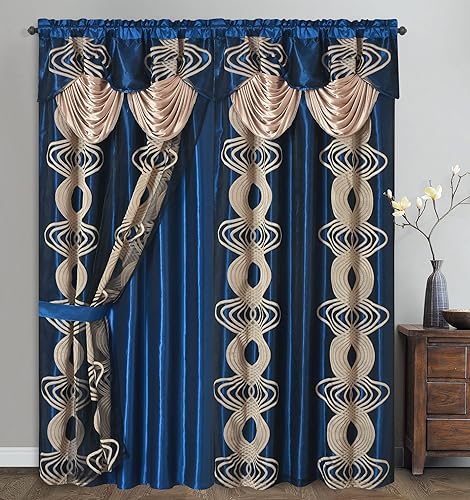 Miniatura 4 de GOHD Spinning Singer. Voile. Cortina de ventana jacquard de gasa con cenefa adjunta y respaldo de tafetán. Juego de 2 piezas. Cada pieza de 54