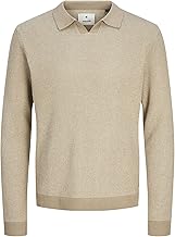 تيشرت بلاباني ارت منسوج بأكمام طويلة ورقبة منقسمة للرجال من جاك اند جونز