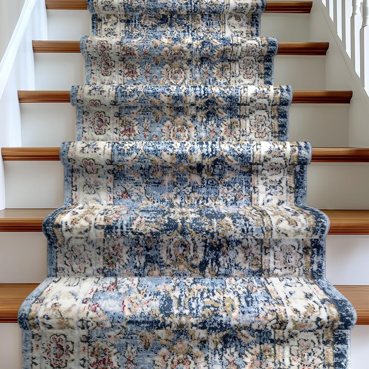Well Woven Custom Size Runner - Elysium Midnight Blue Vintage Panel Rug 27 Inch Wide x 7 Feet Long (27" x 7' Runner) | Heritage-Inspired, Soft & Durable, Easy to Clean Rug for Hallway, Stairs, Entry