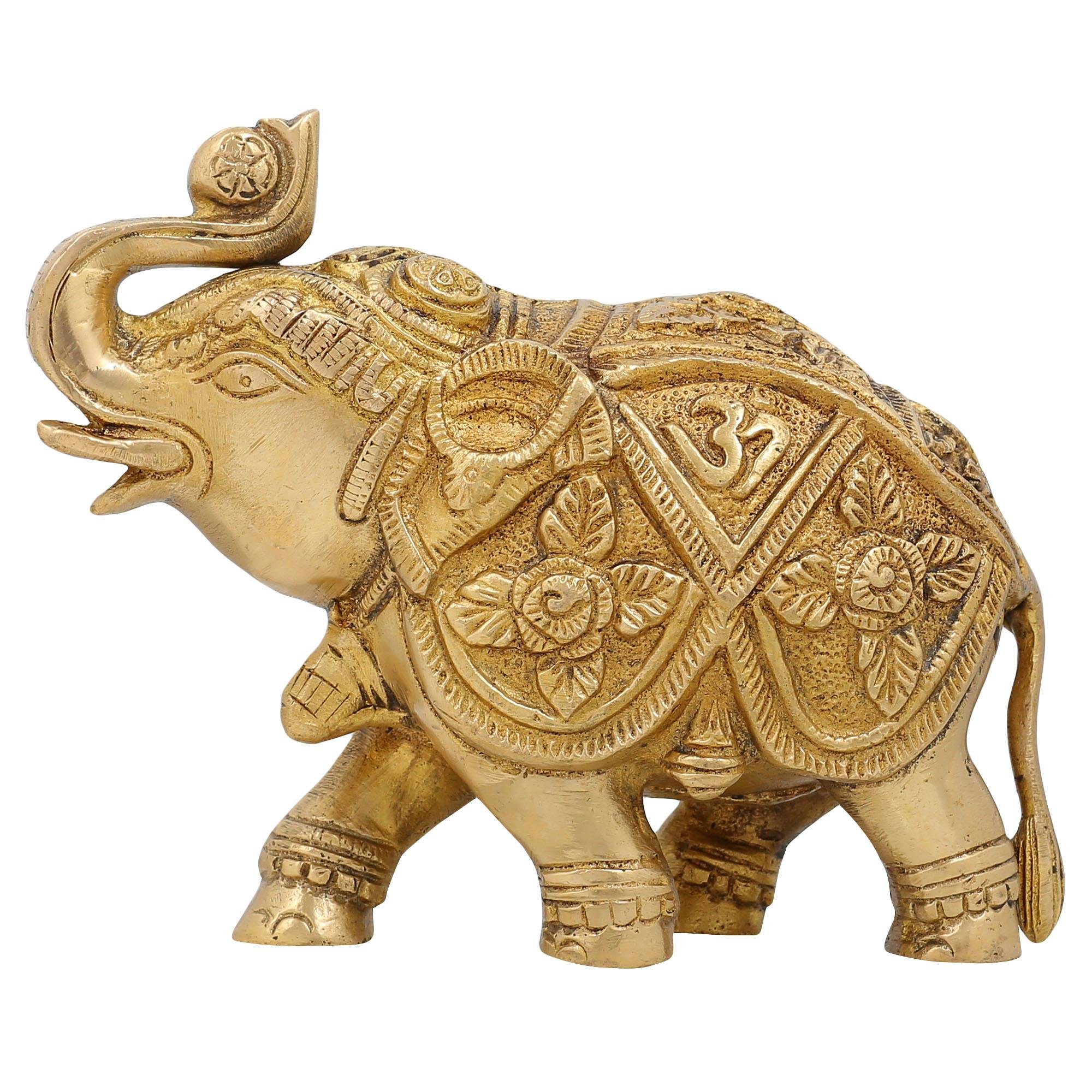 Amazon.co.jp: Saluting Elephant Ornament Indianギフト真鍮置物彫刻