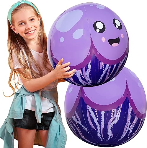 Aquamazing - Pelota de playa gigante de 16 pulgadas para niños, adultos y niños pequeños, XL 4 veces más grueso, PVC, duradero, flotador, juguete de