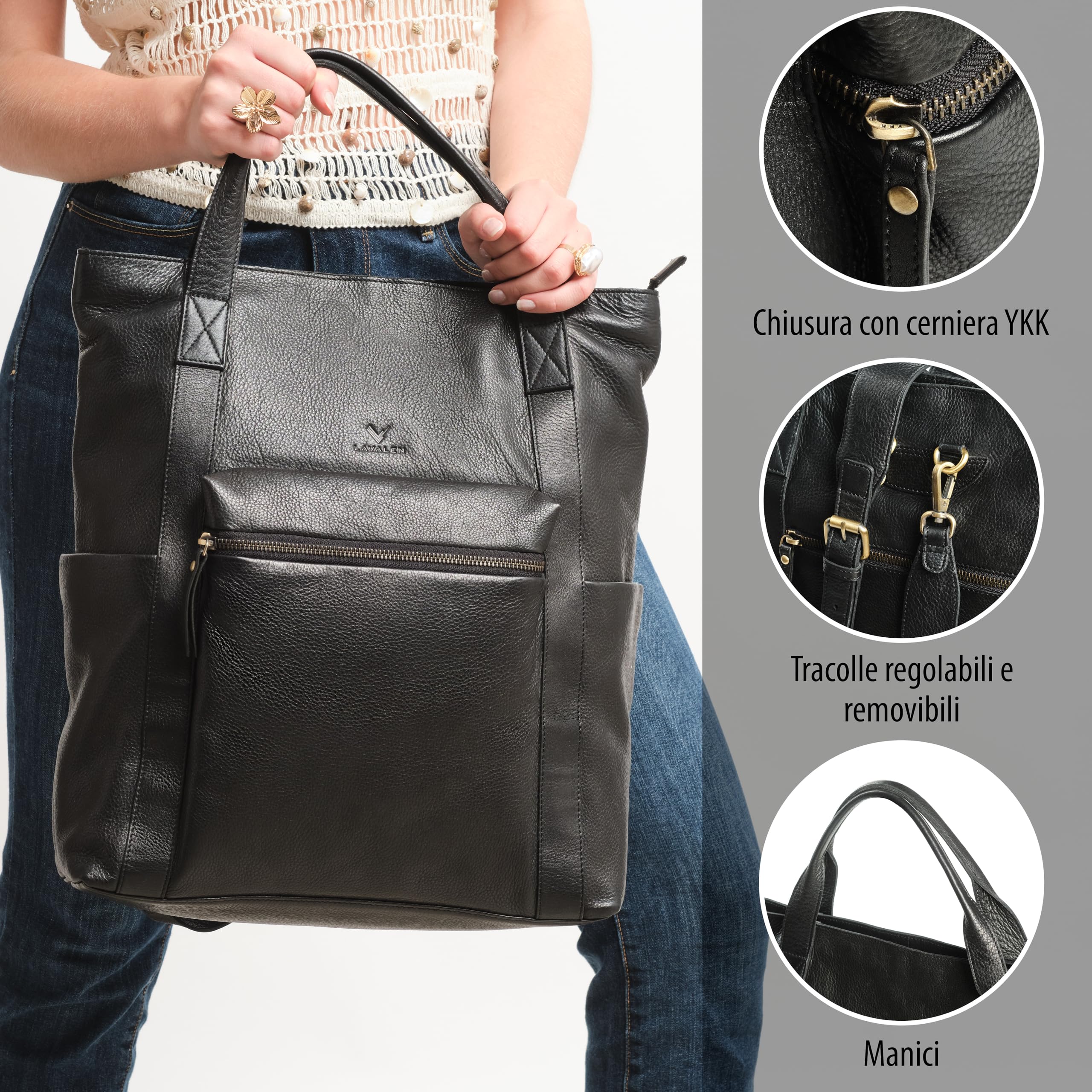 Borsa Zaino Donna firmato in Pelle Antifurto per Laptop da Lavoro