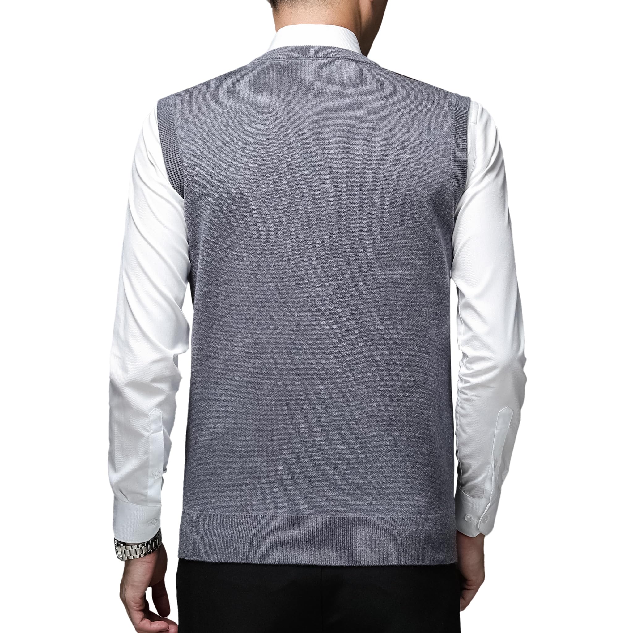 Męski sweter Argyle kamizelka z dekoltem w serek bez rękawów swetry mieszanka wełny dzianina sweter klasyczny biznesowy dżentelmen dzianinowe kamizelki jesień zima slipover casual golf