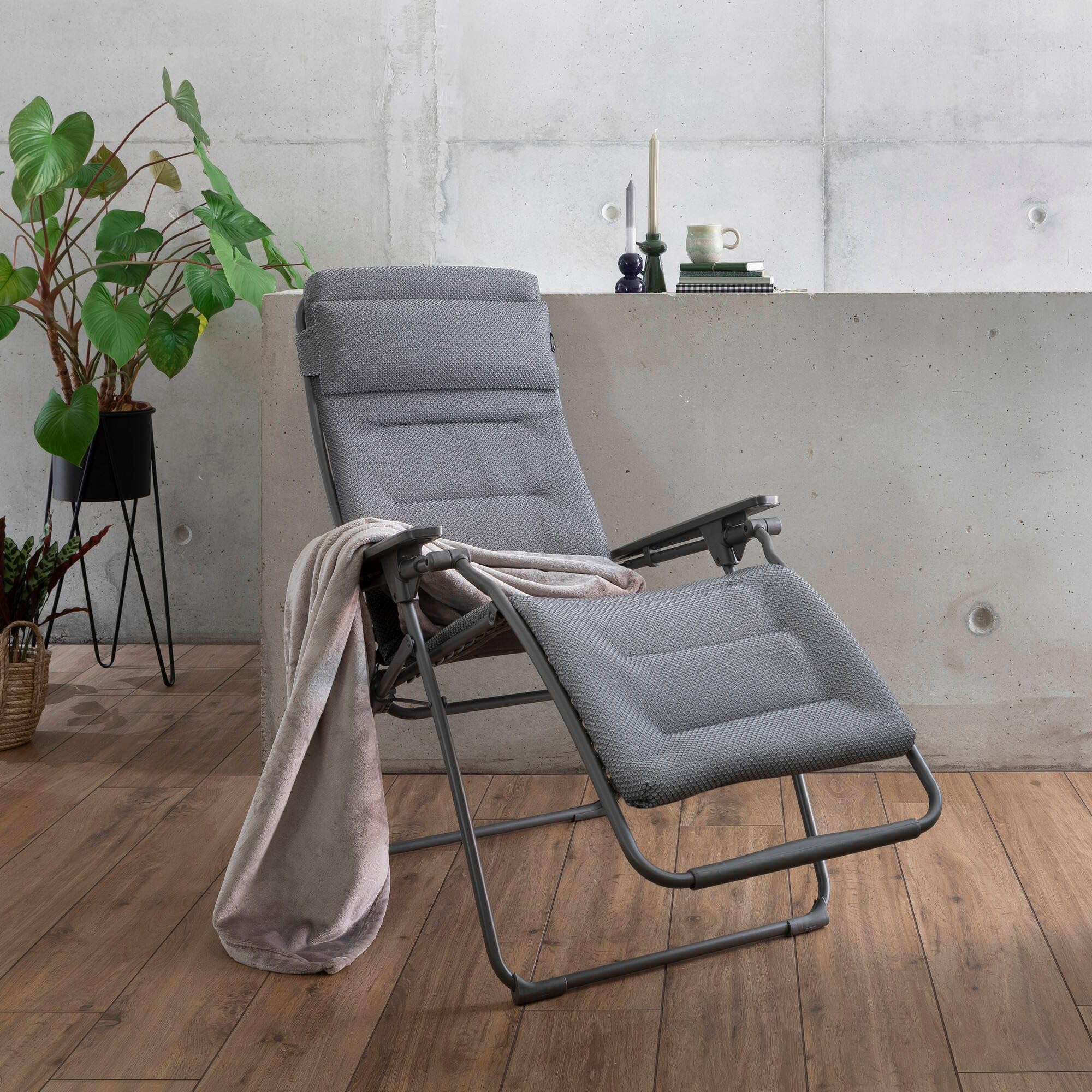 Lafuma MOBILIER - Gepolsterte Zero-Gravity-Relaxliege-Garten - Futura - BeComfort® - Grau Silver LFM3130_8901-5 Jahre Garantie