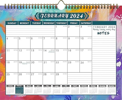 Calendario 2024-2025  Calendario mensual de pared de 18 años 2024-2025 de enero de 2024 a junio de 2025, con papel grueso para planificar y