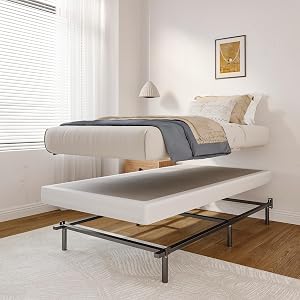 Bed Frame 7 Inch Metal Heavy Duty Base for Box Spring 9-Leg Support Non-Slip Noise-Free Easy Assembly Black