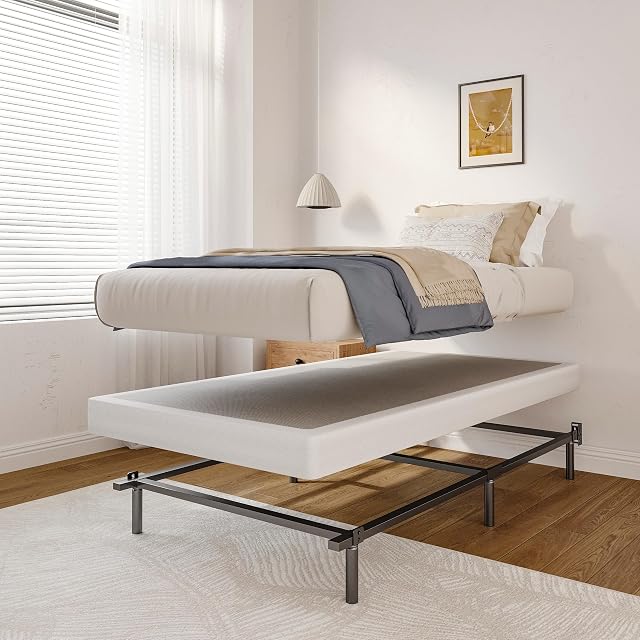 Bed Frame 7 Inch Metal Heavy Duty Base for Box Spring 9-Leg Support Non-Slip Noise-Free Easy Assembly Black