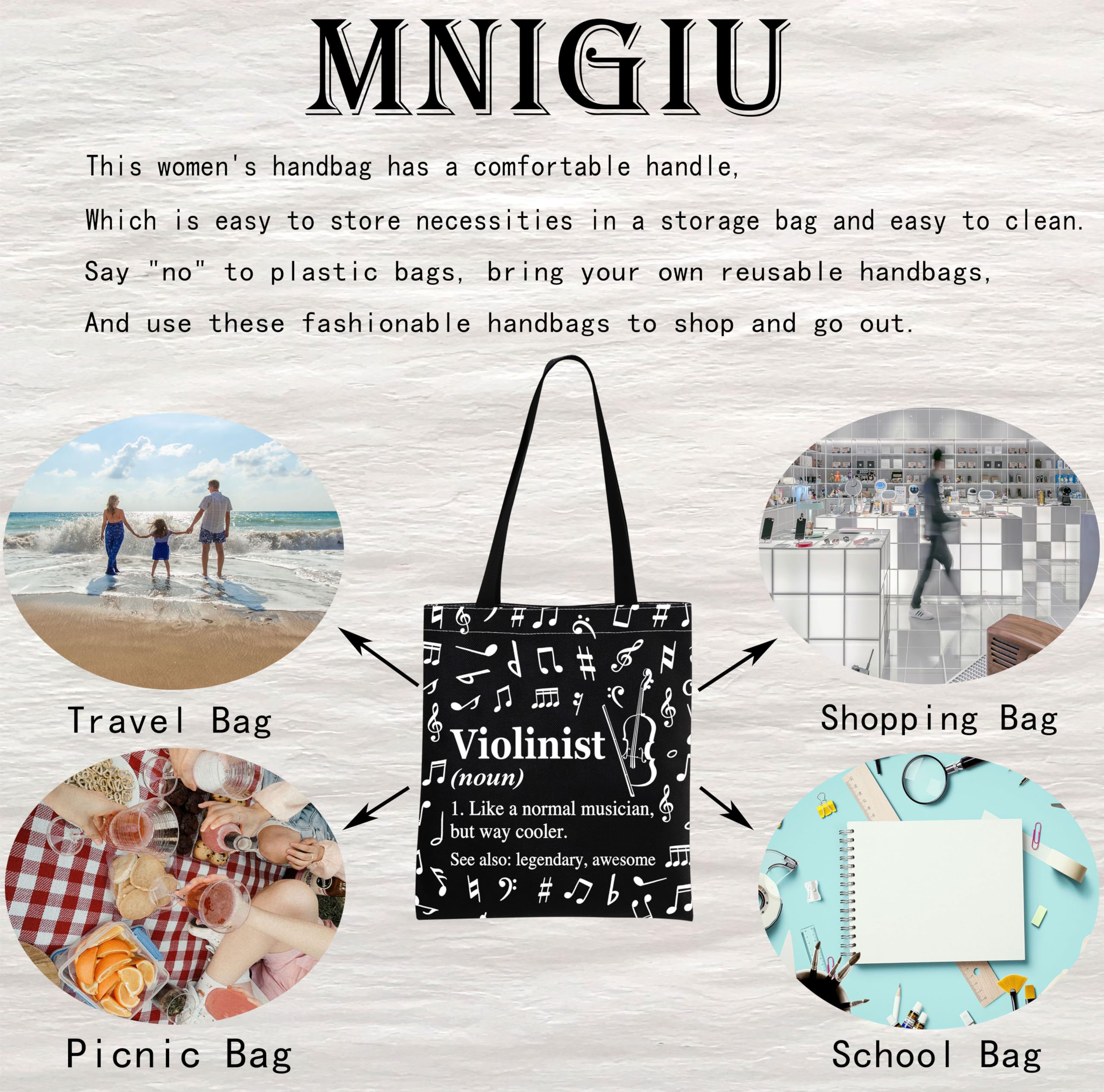 MINIGIU Violinist Gift Violinist Appreciation Gift Violin Lover Gift Violinist Tote Bag for Violin Player