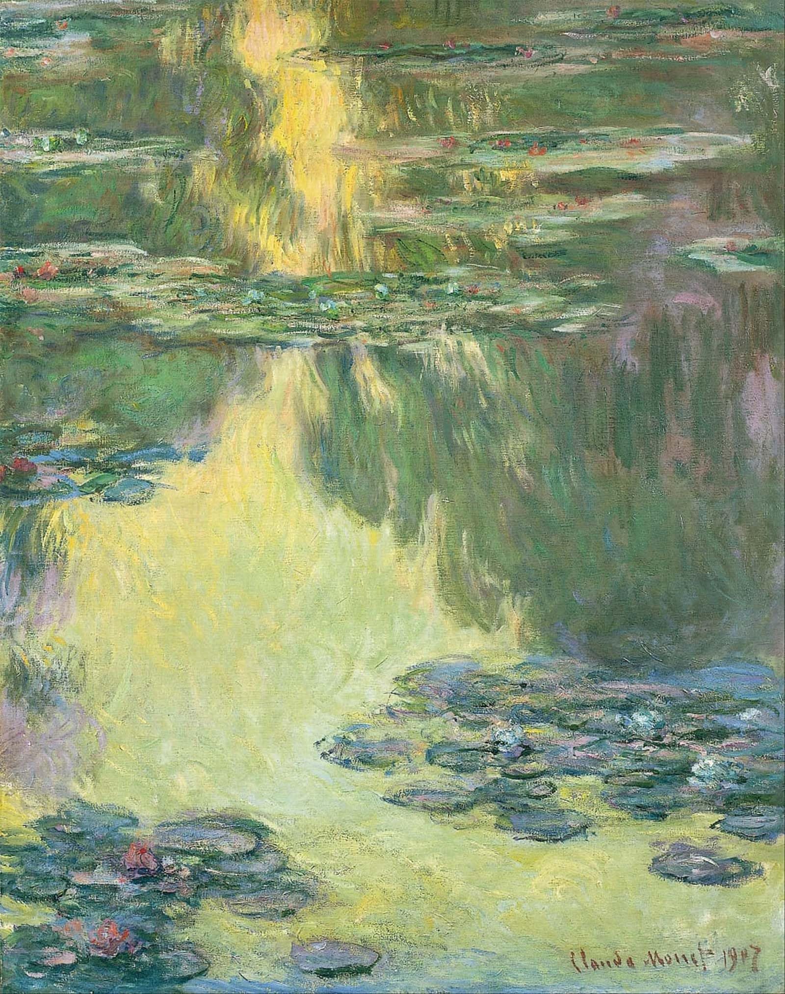 SERENDIPITP Abstract Painting Mural Print Picture Wall Decor Painting Waterlilies by Claude Monet Vintage Wall Artwork for Home Decor 60x90cm