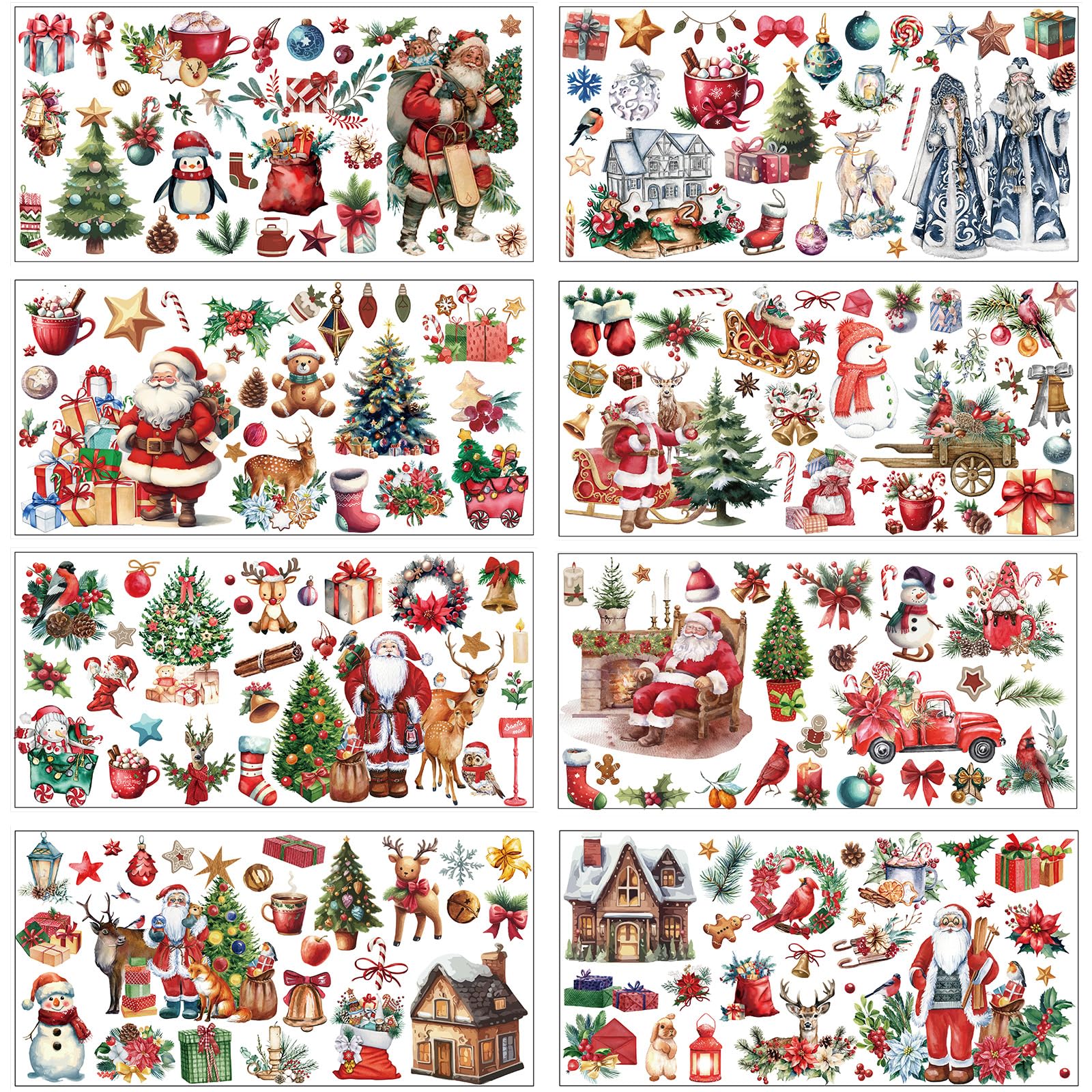 Feuilles de transferts de Noël vintage Rngmsi autocollants à frotter pour décoration meuble DIY