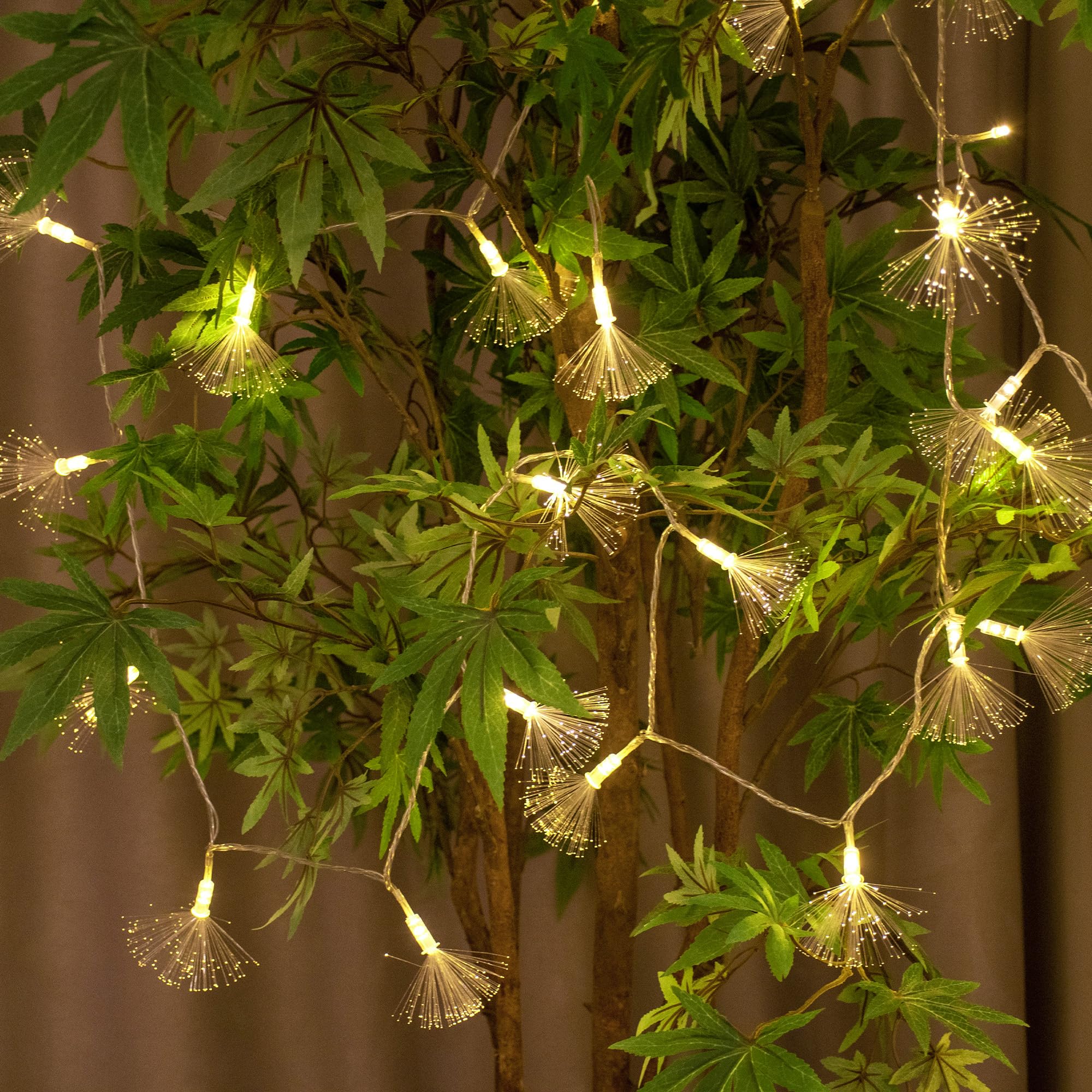 Guirlande lumineuse en fibre optique avec 80 LED - 10 m - Pour mariage, arbre de Noël, jardin, terrasse, décoration de fête (blanc chaud)