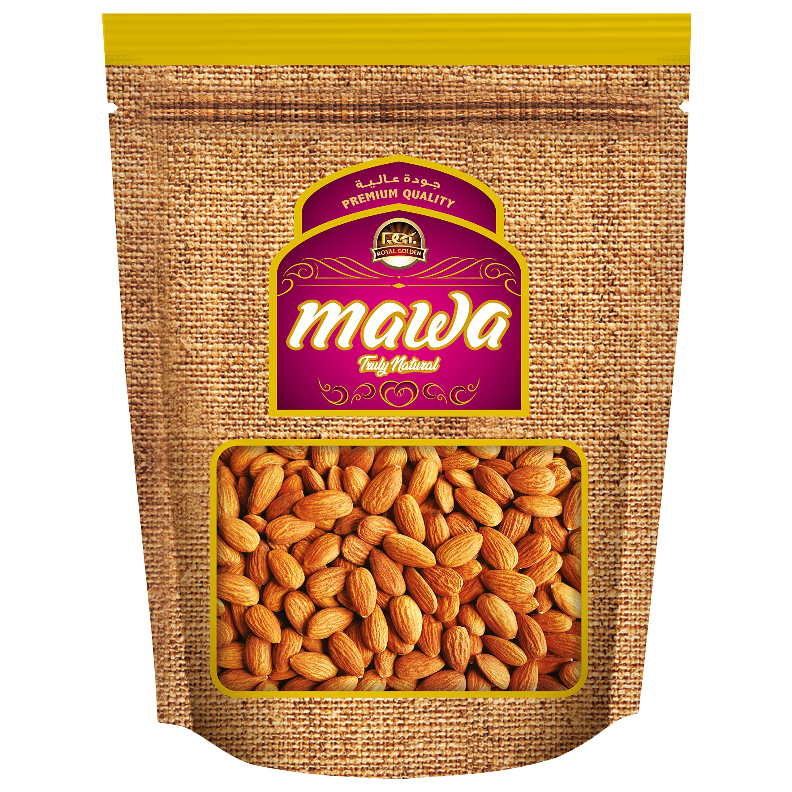 Mawa Premium Variety Raw Almonds 500g | Badam | Regular Size NPX 32/34 | Nuts Snack | Whole | Plant Protein | 100% Natural | Resealable Zipper Pouch | 500g