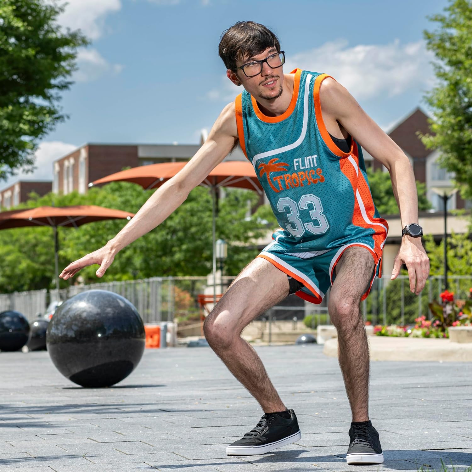 Flint Tropics Basketball Replica Green Jersey #33 Moon Halloween Costume Cosplay