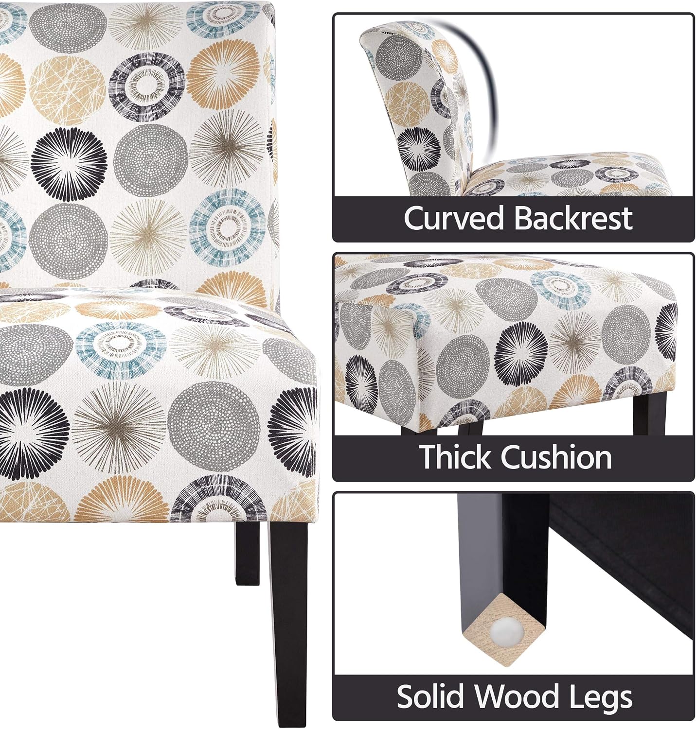 Yaheetech 2PCS Fabric Armless Accent Chair Comfy Dining Chair Vanity Chair Upholstered Single Sofa Side Chair for Living Room Bedroom
