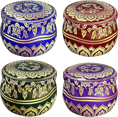 Vela perfumada de cera de soja, 4.4 onzas, juego de viaje portátil de 4 unidades para decoración del hogar, yoga, meditación, relajación, reducción