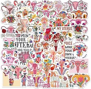 50PCS Feminist Womb Flowers Stickers for Laptop and computer, Feminist stickers Waterproof Vinyl stickers for Water Bottle Skateboard Guita Car Bumper Luggage,Feminist Graffiti Decals for Kids Girls Teens Adults (Feminist Womb Flowers)