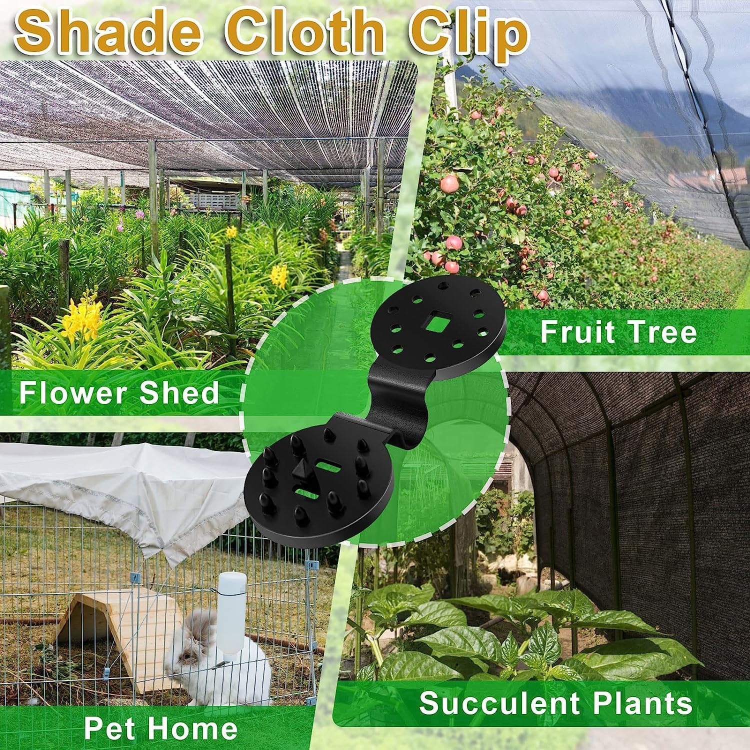 50 Pack Shade Cloth Clips, Sun Shade Net Clip, Fabric Clips, Round Plastic Heavy Duty Lock Grip for Anti Bird Netting, Gardening & Windproof Awning Clamp