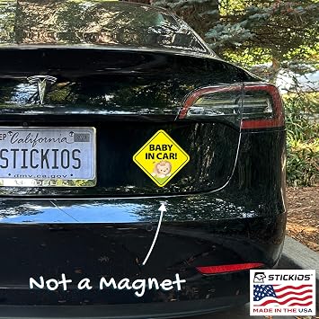 Stickios Baby in Car Stickers, Baby Lion - Made in USA (2-Pack)