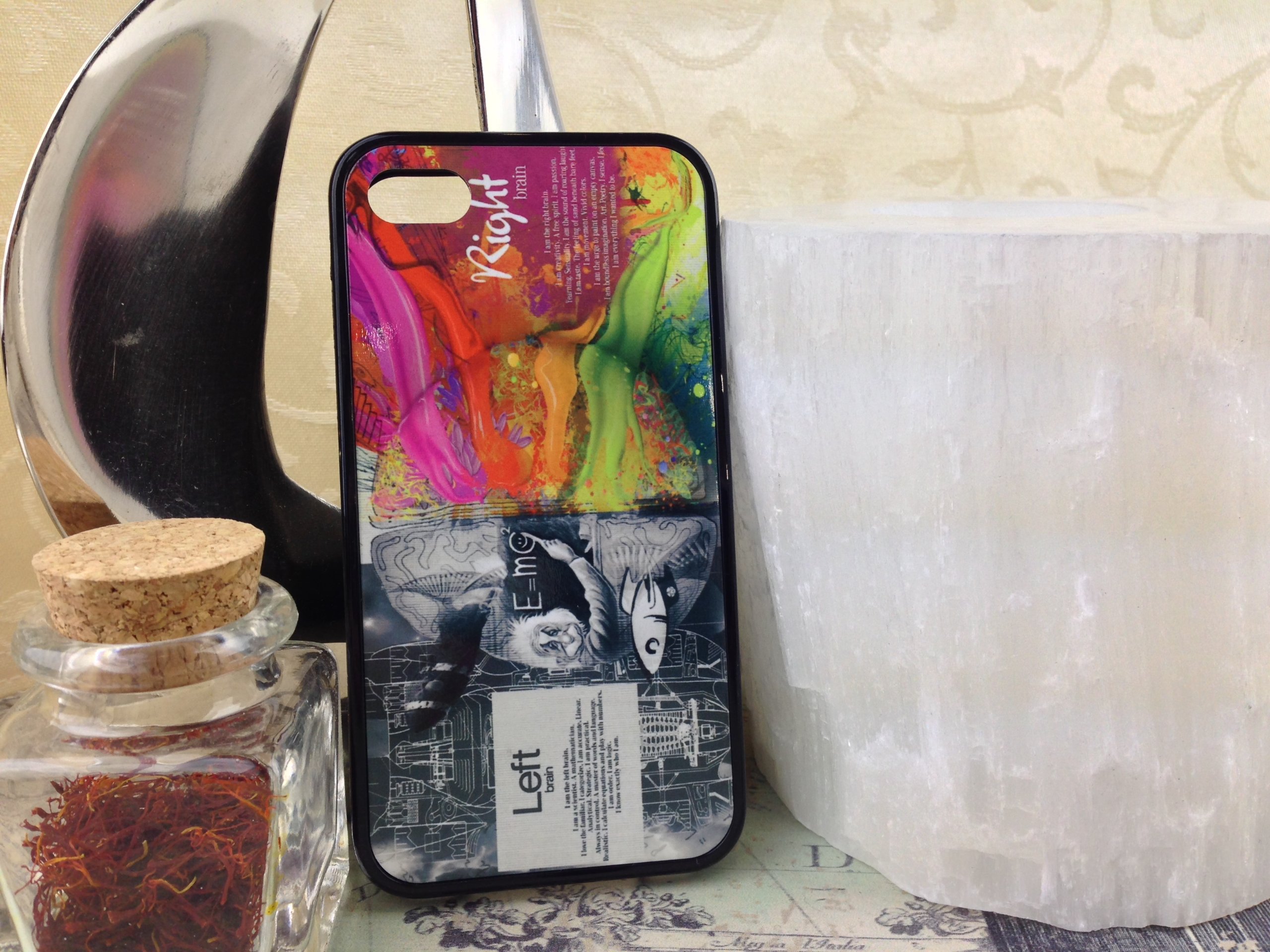 Iphone 4, Iphone 4s Left Right Brain Albert Einstein Inspired Case For the Geek and Nerd As Well As the Creative and Eccentric.