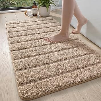 DEXI Bath Mats for Bathroom 43x24, Absorbent Bath Mat Quick Dry, Beige