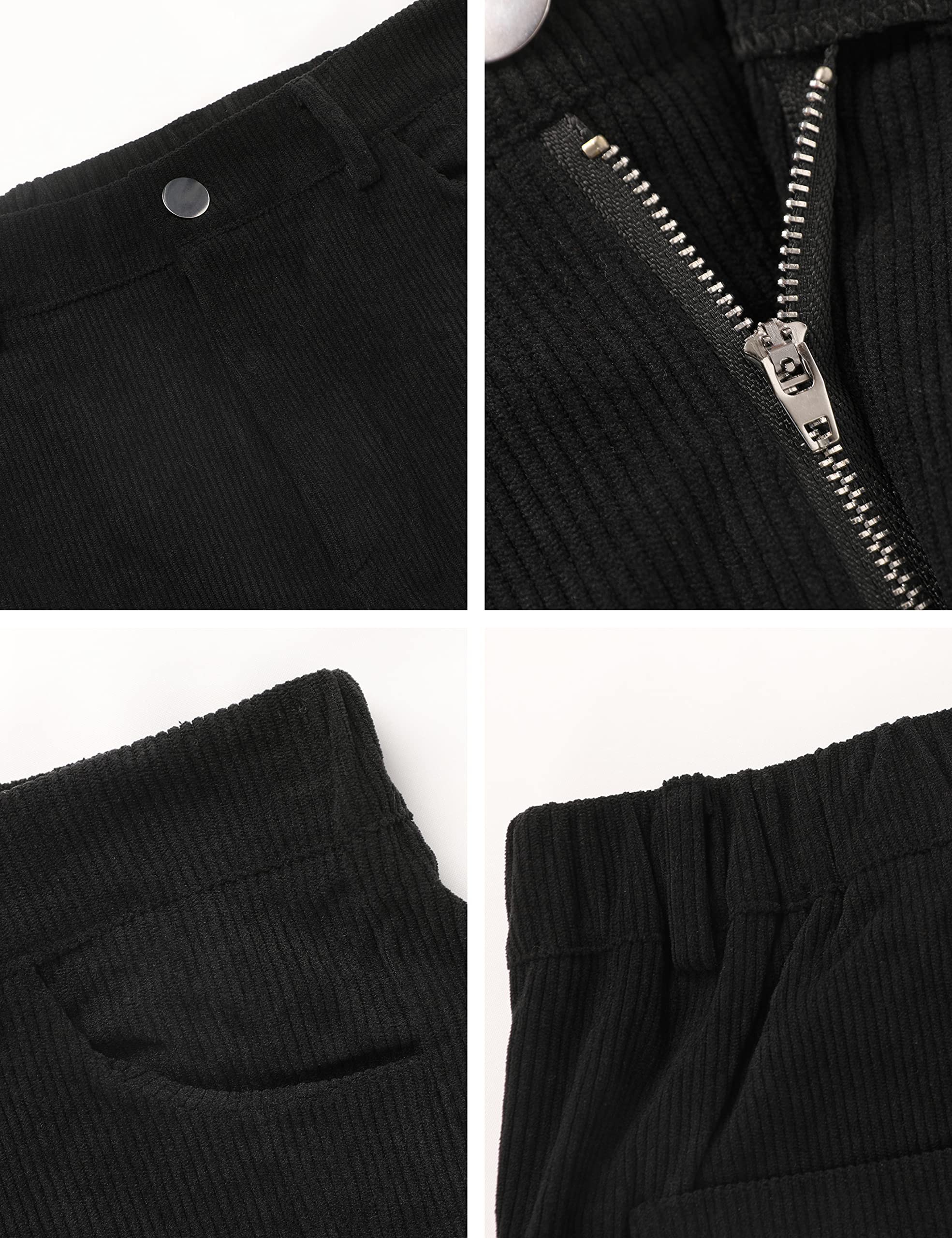 SCUSTY Women's Vintage Corduroy High Elastic Waist Wide Leg Pocketed Pants Trouser