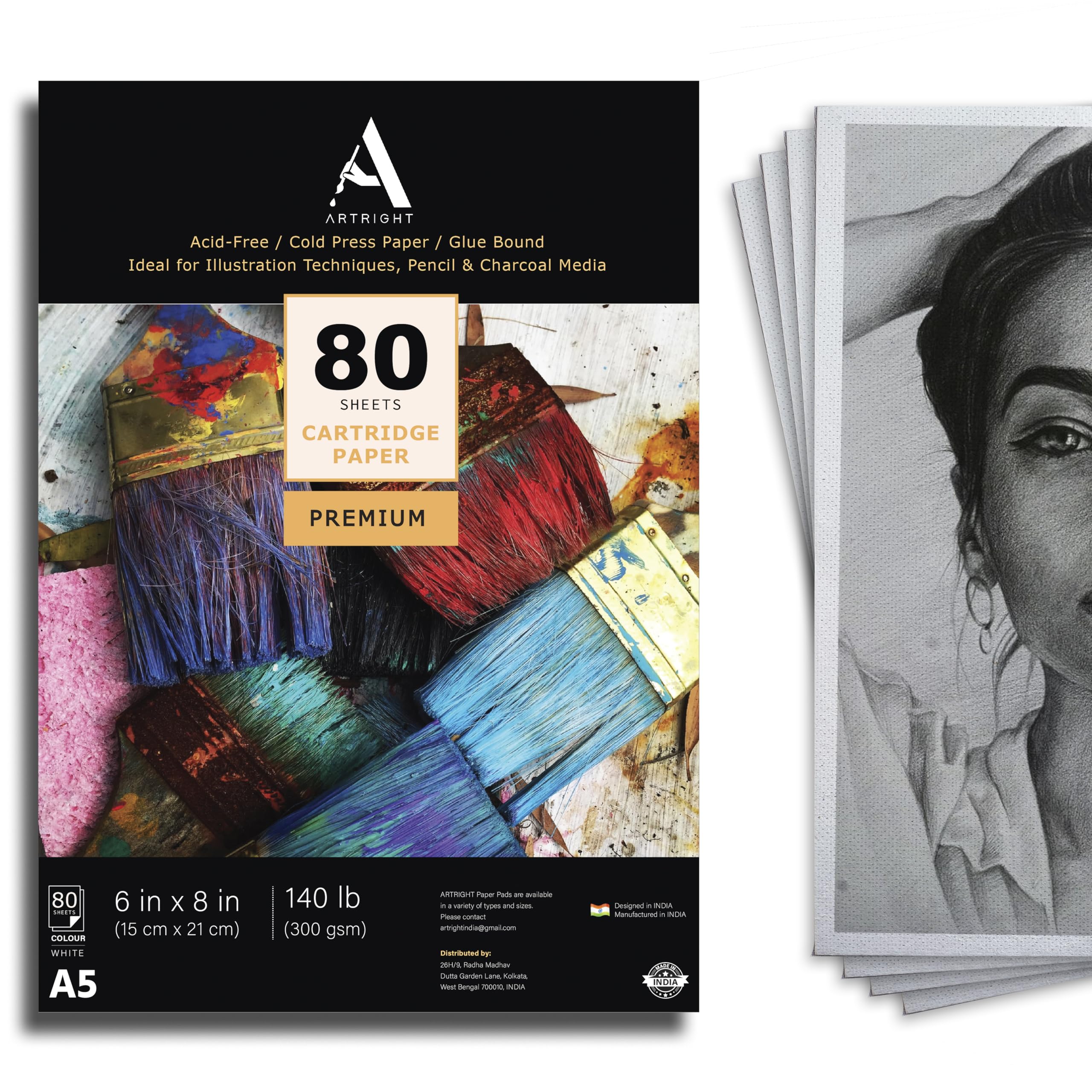 ArtRight Artists Sketching Paper (A5 Pack of 60 Sheets, 300 GSM); Handmade Cartridge Mixed Media Sheets of 300GSM for Pencil, Charcoal and Ink Media (B09DBFD9ZX) Amazon Price History, Amazon Price Tracker