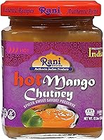 Vista 1 de Rani Hot Mango Chutney (Spicy Indian Preserve) Tarro de vidrio de 10.5 oz (300 g), listo para comer, vegano ~ Sin gluten, totalmente natural, sin OMG