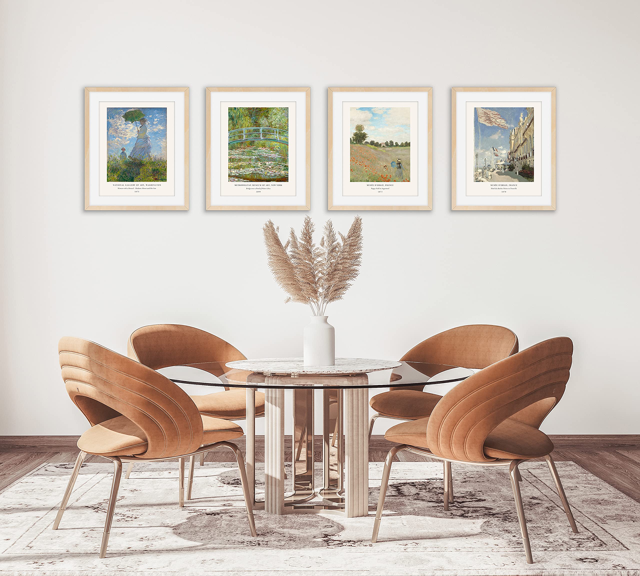 Claude Artwork Fine Art Paintings Set of 4 By Haus and Hues