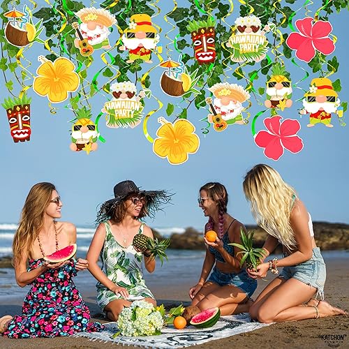Miniatura 8 de KatchOn, Luau - Decoraciones colgantes de remolinos  46 piezas  Decoraciones de remolinos hawaianos para decoraciones de fiesta hawaiana