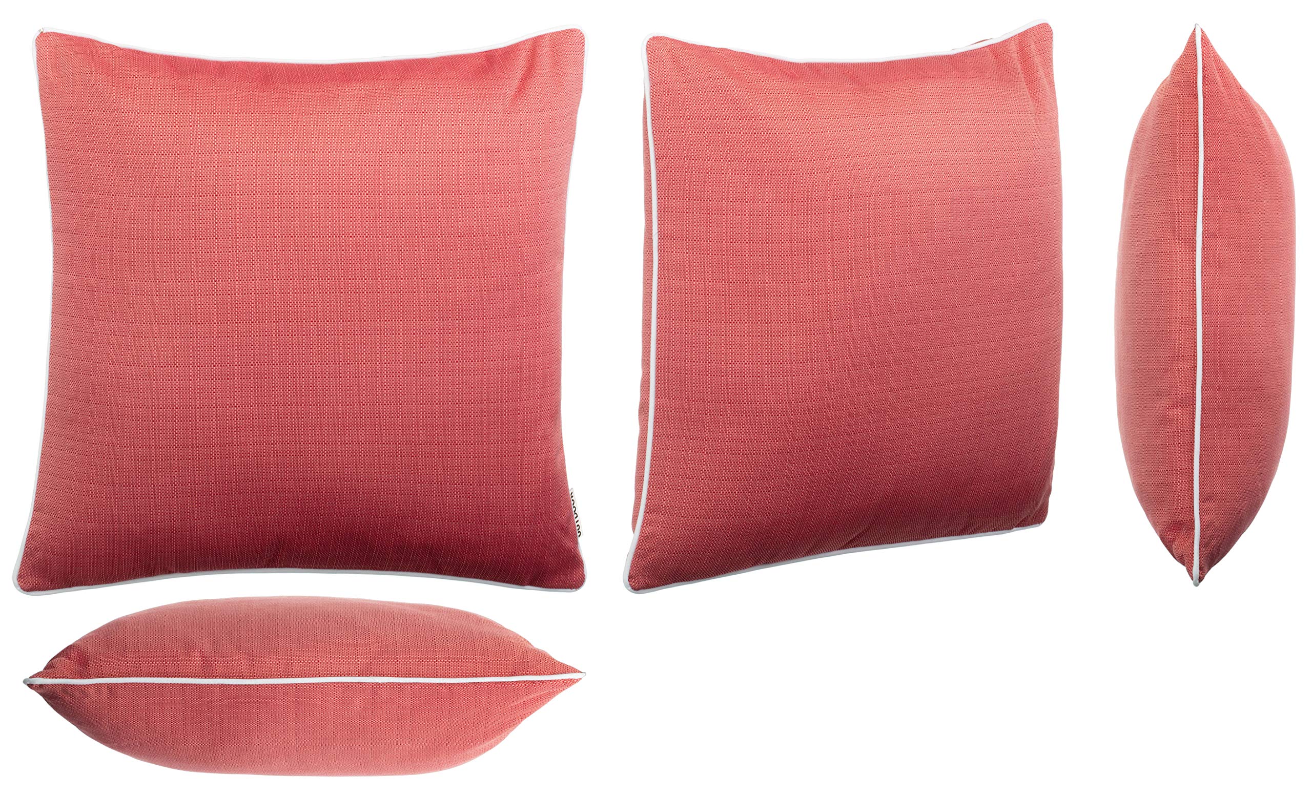 Juego de 2 Cojines de exterior Brandsseller 45x45 cm – Cojines decorativos impermeables con Ribete en tejido de Lino – Resistentes a la intemperie para Jardín, Sofá, Balcón y Terraza - Rojo
