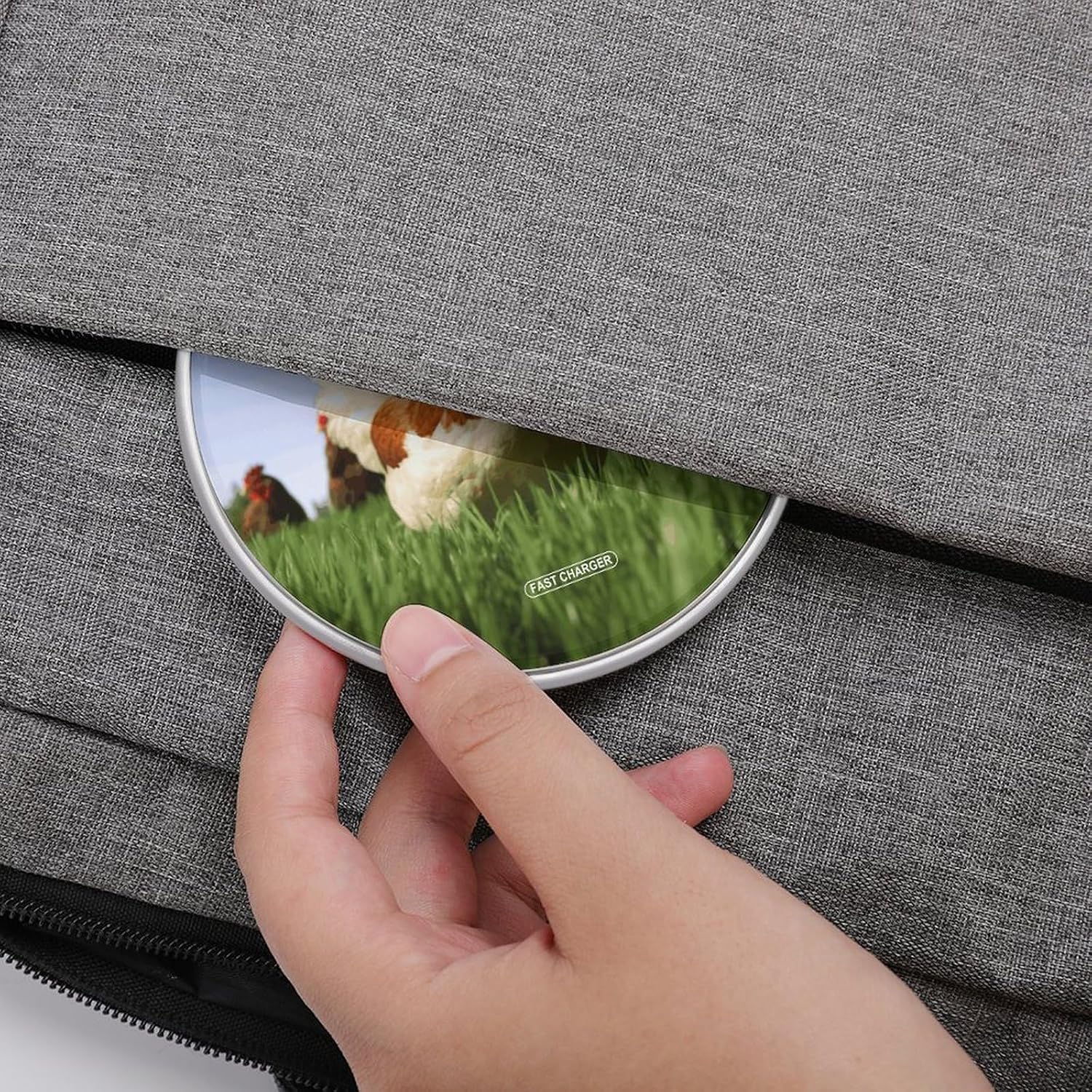 Funny Chicken Grass Wireless Charger Qi-Certified Fast Wireless Charging Pad with USB Cable Portable Charging Station Slim Charger Mat for Most Wireless Charging Smartphones image 4