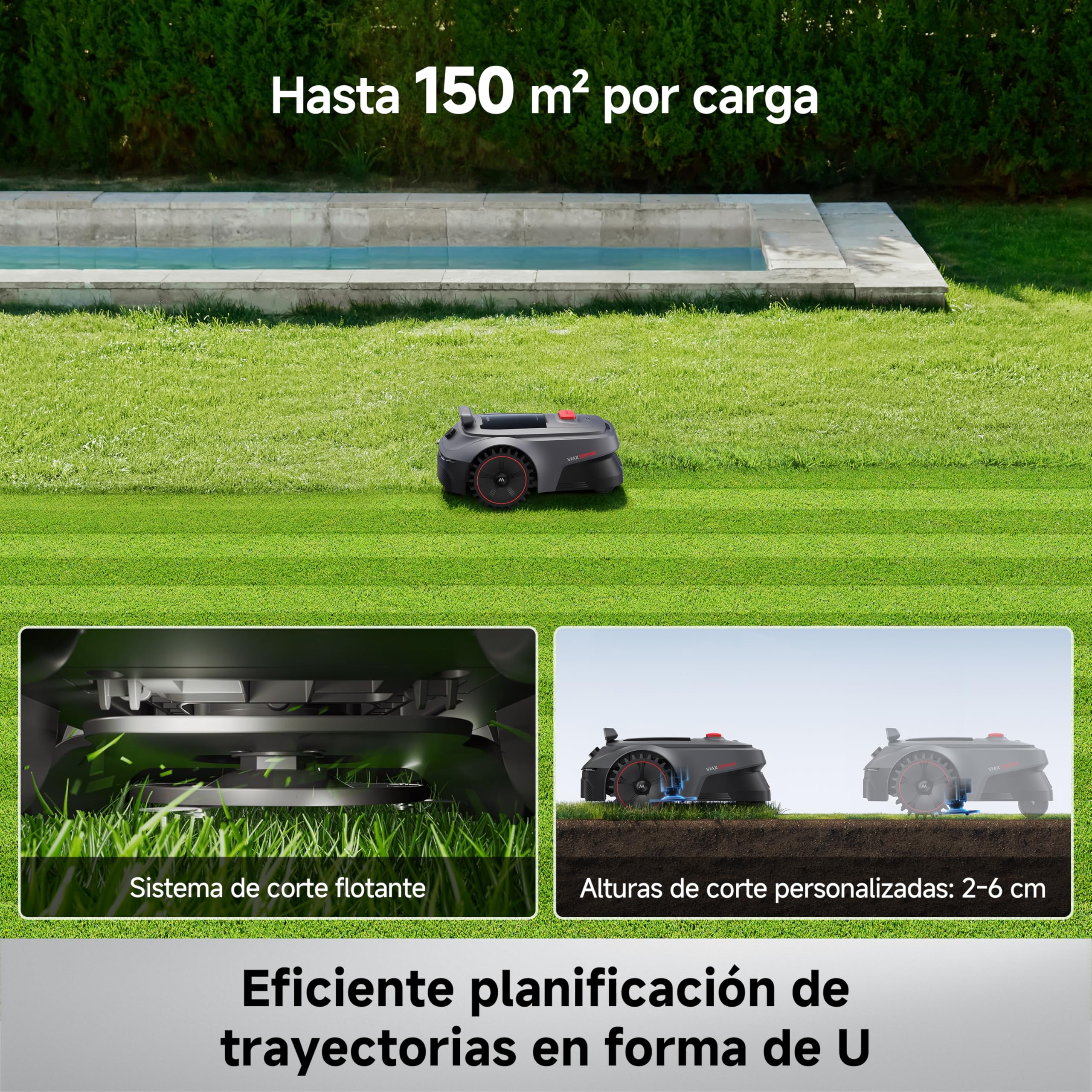 MOVA ViAX 500, Robot cortacésped, mapeo de 600 ㎡, mapeo automático con IA sin RTK, LiDAR de 360° + Visión Dual con IA, esquivación de obstáculos Inteligente, trayectorias en Forma de U