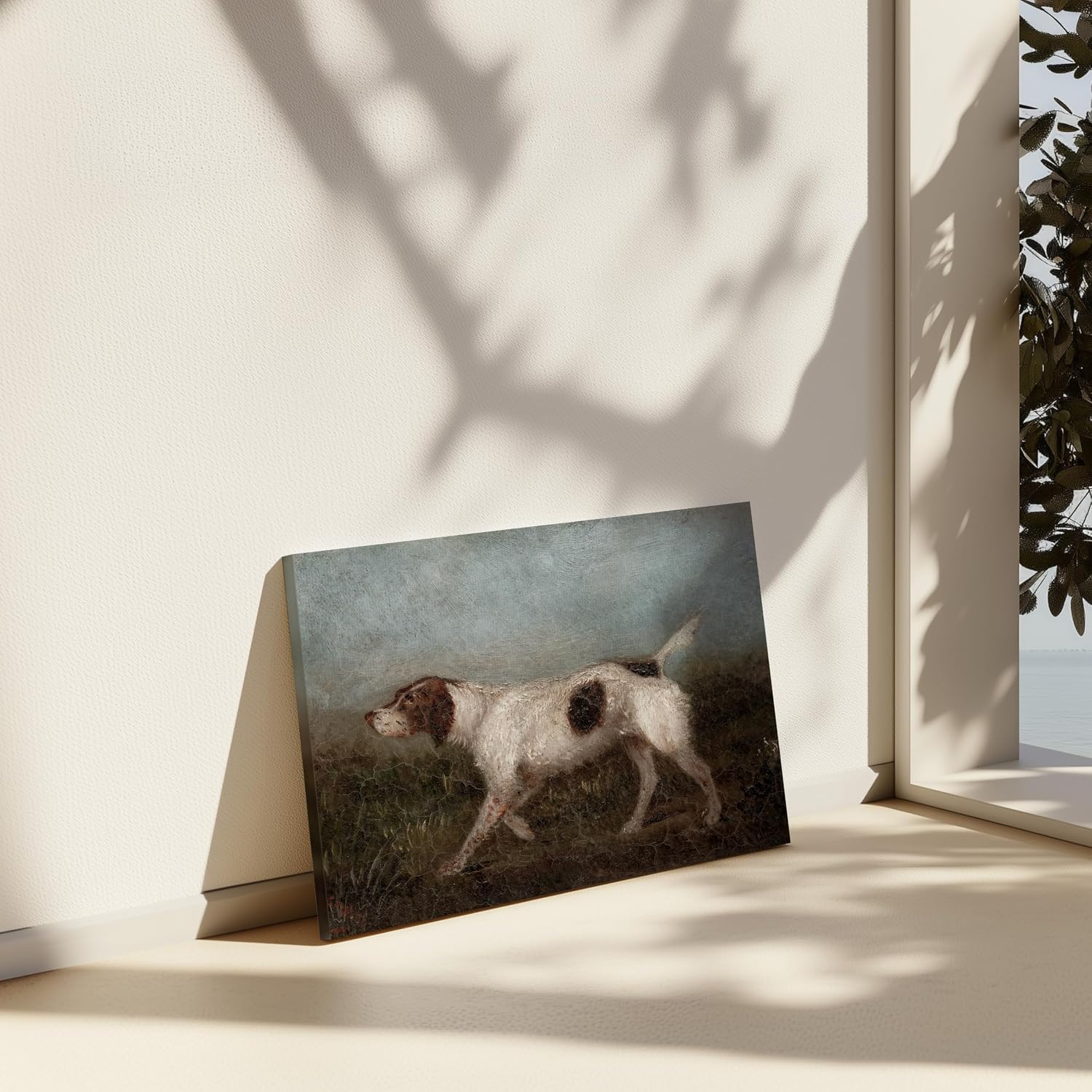 Poster Master La Gousse Painting Canvas - Retro Dog Print - Moody Art - Minimal Gift for Men, Women & Animal Lover - Decor for Office, Bedroom or Living Room - 8x10 STRETCHED Canvas