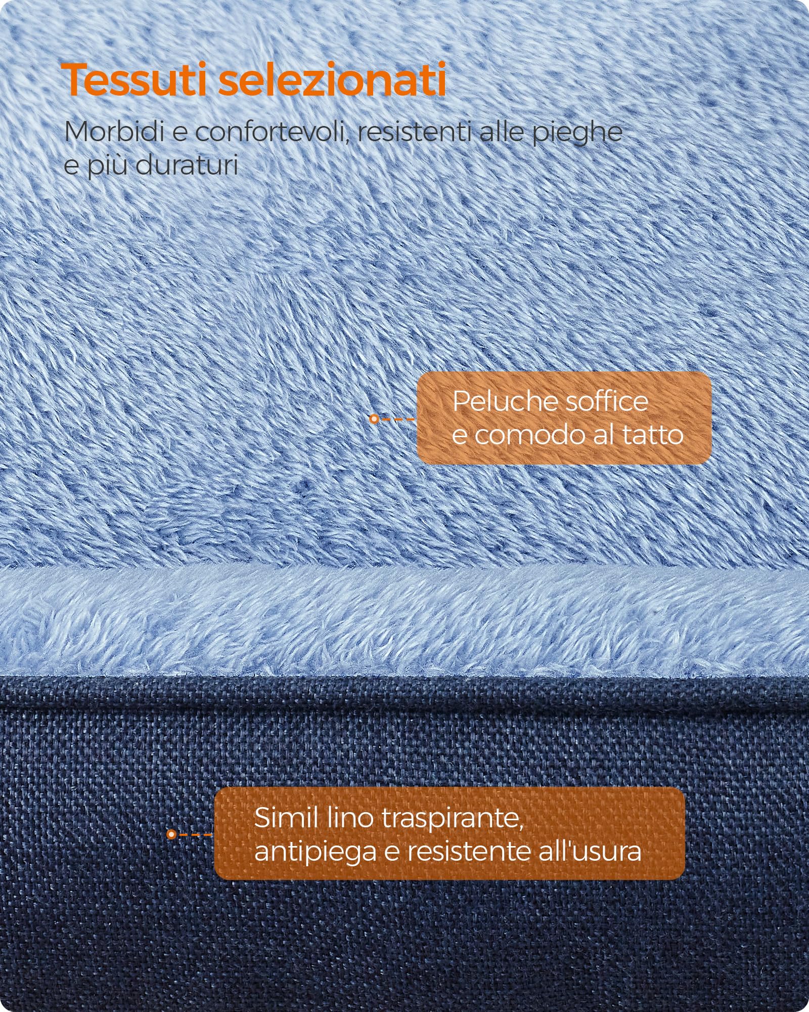 Feandrea Cuccia per Cani, Lettino per Animali in Simil Lino, Bordi Rialzati, Fondo Antiscivolo, Copertura Sfoderabile per Lavaggio, M per Cane Piccolo, 70 x 55 x 21 cm, Blu Pallido PGW010Q01