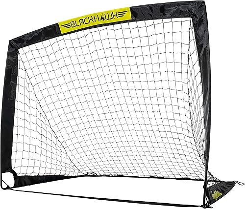 Franklin Sports Blackhawk Backyard Soccer Goal - Portable Kids Soccer Net - Pop Up Folding Indoor + Outdoor Goals - 4' x 3' - Black