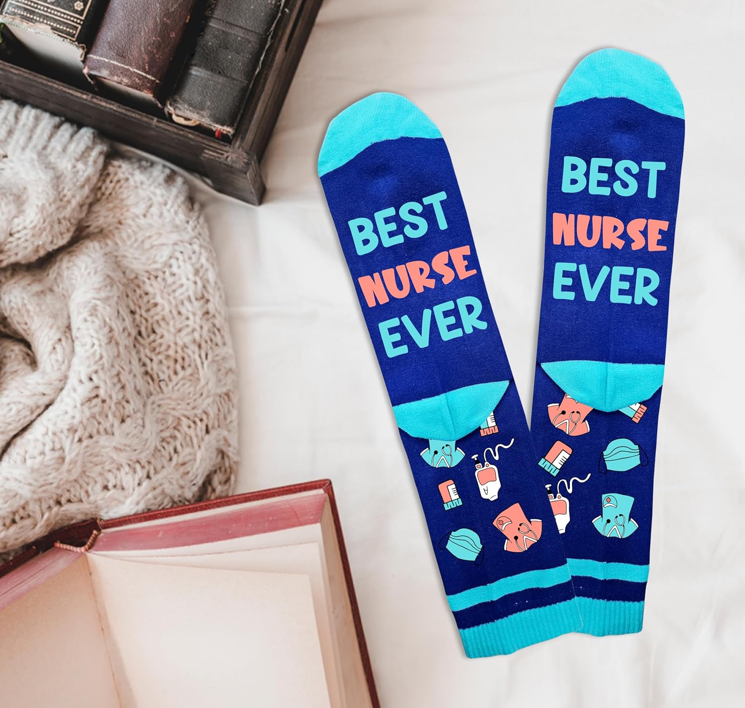 Best Nurse Ever Socks, Registered Nurse Gifts For Women Men, Funny Rn Doctor Assistant Vet Tech Gifts Socks, Rn Gifts For Nurses Week Nursing Graduation, B20 - Image 5