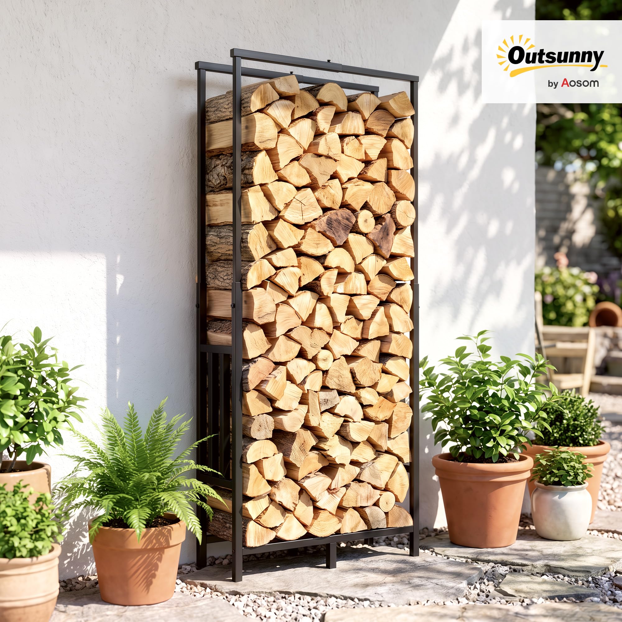 Outsunny Portalegna Interni/Esterni in Acciaio 45.5-75.5x25x98-170 cm Nero