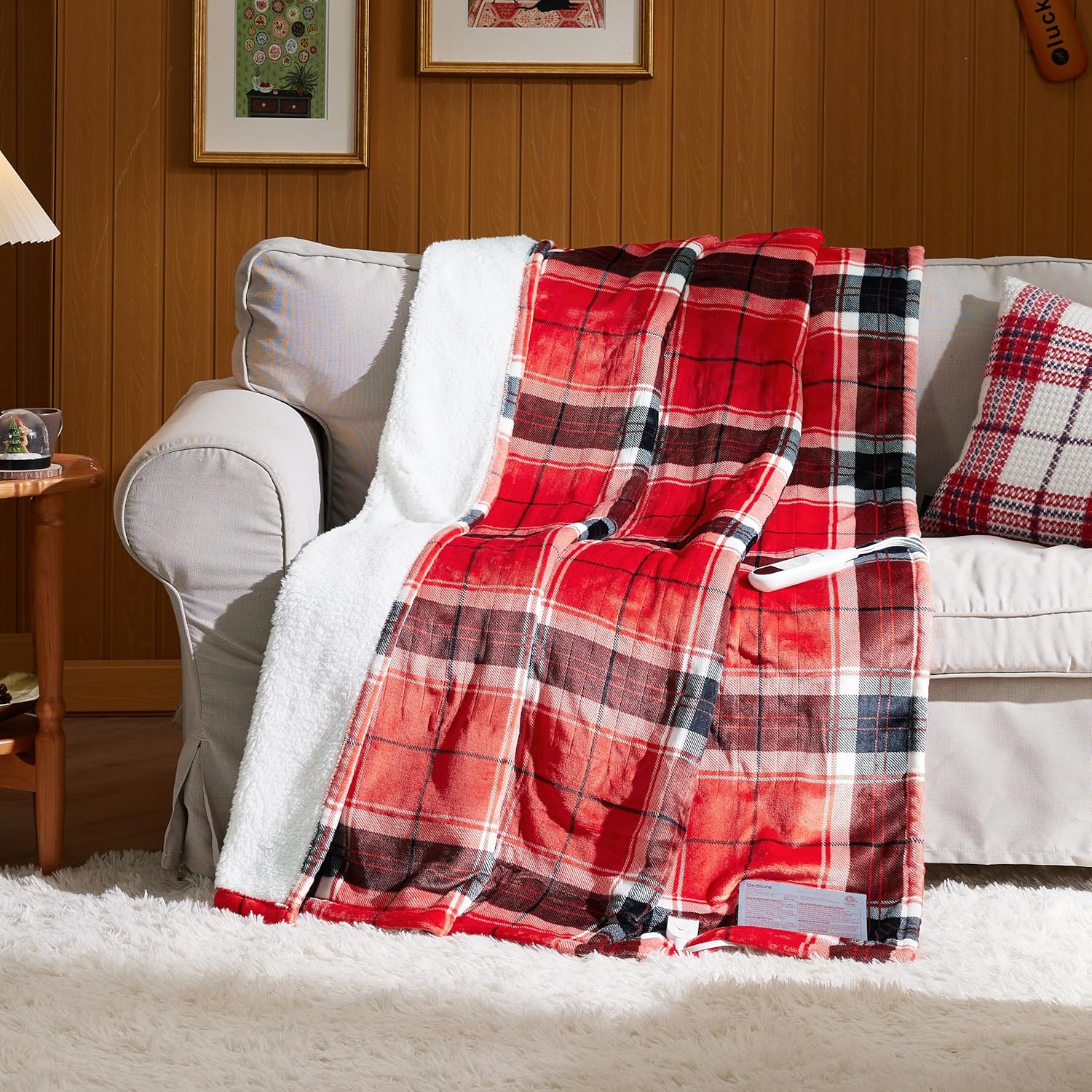 Bedsure Plaid Heated Blanket Twin