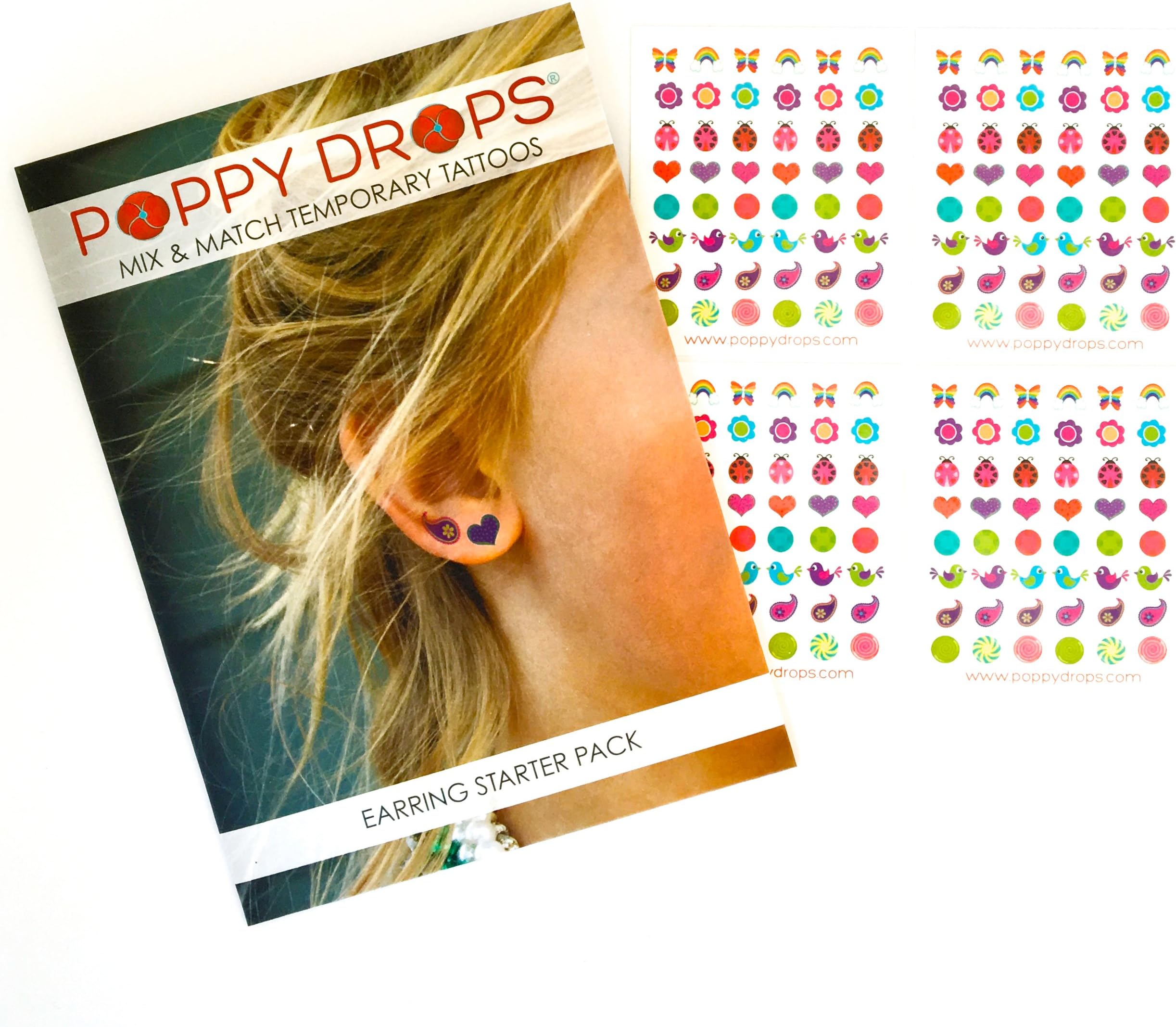 "Pierce-Free" Earring Starter Set - Veggie-Based Temporary Tattoo Earrings. Safe, Non-Toxic Ear Piercing Alternative.